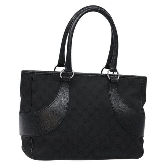 GUCCI GG Canvas Hand Bag Black Silver 113011 Auth - Picture 3 of 16